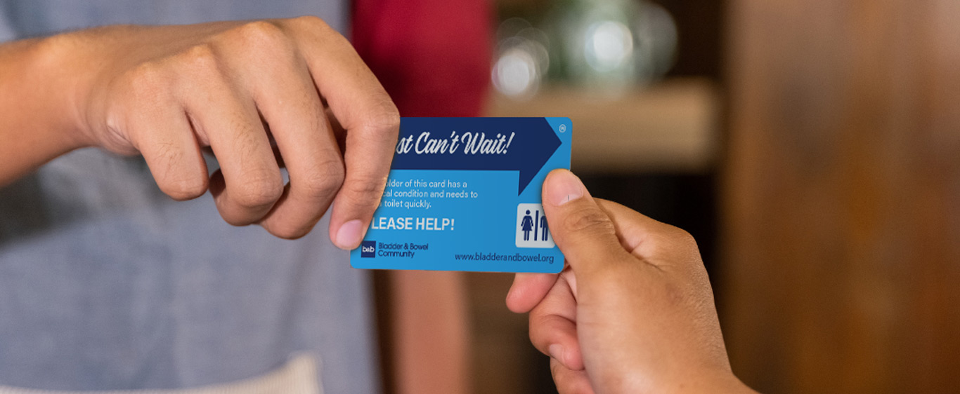 The original Just Can't Wait Toilet Card by Bladder & Bowel Community