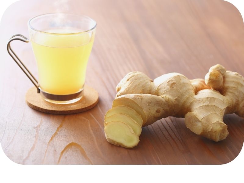 Fresh Ginger and ginger tea infusion for digestion