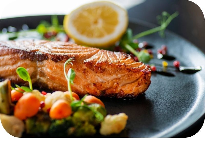 High levels of omega 3 oils in salmon