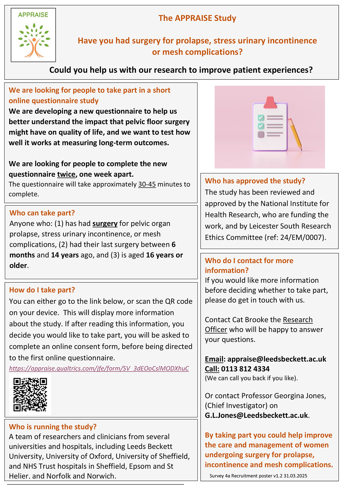 Appraise Study - Bladder & Bowel Community