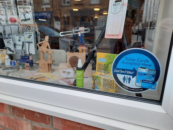 Durham Music Shop Toilet Scheme Durham Music Shop takes part in the Just Can't Wait Toilet Scheme